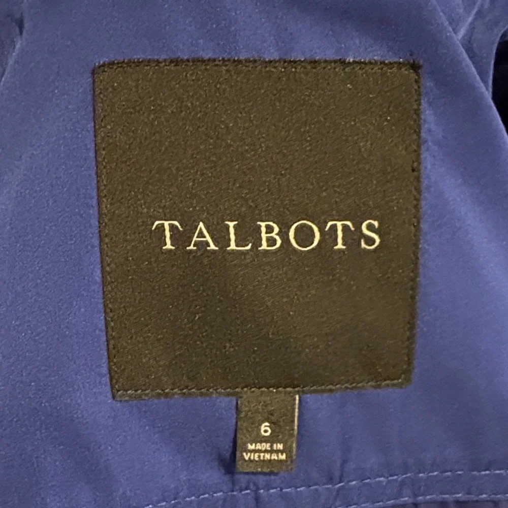 Talbots Royal Blue Utility Jacket w/Bungee Drawcord Waist & Snap Off Hood size 6
